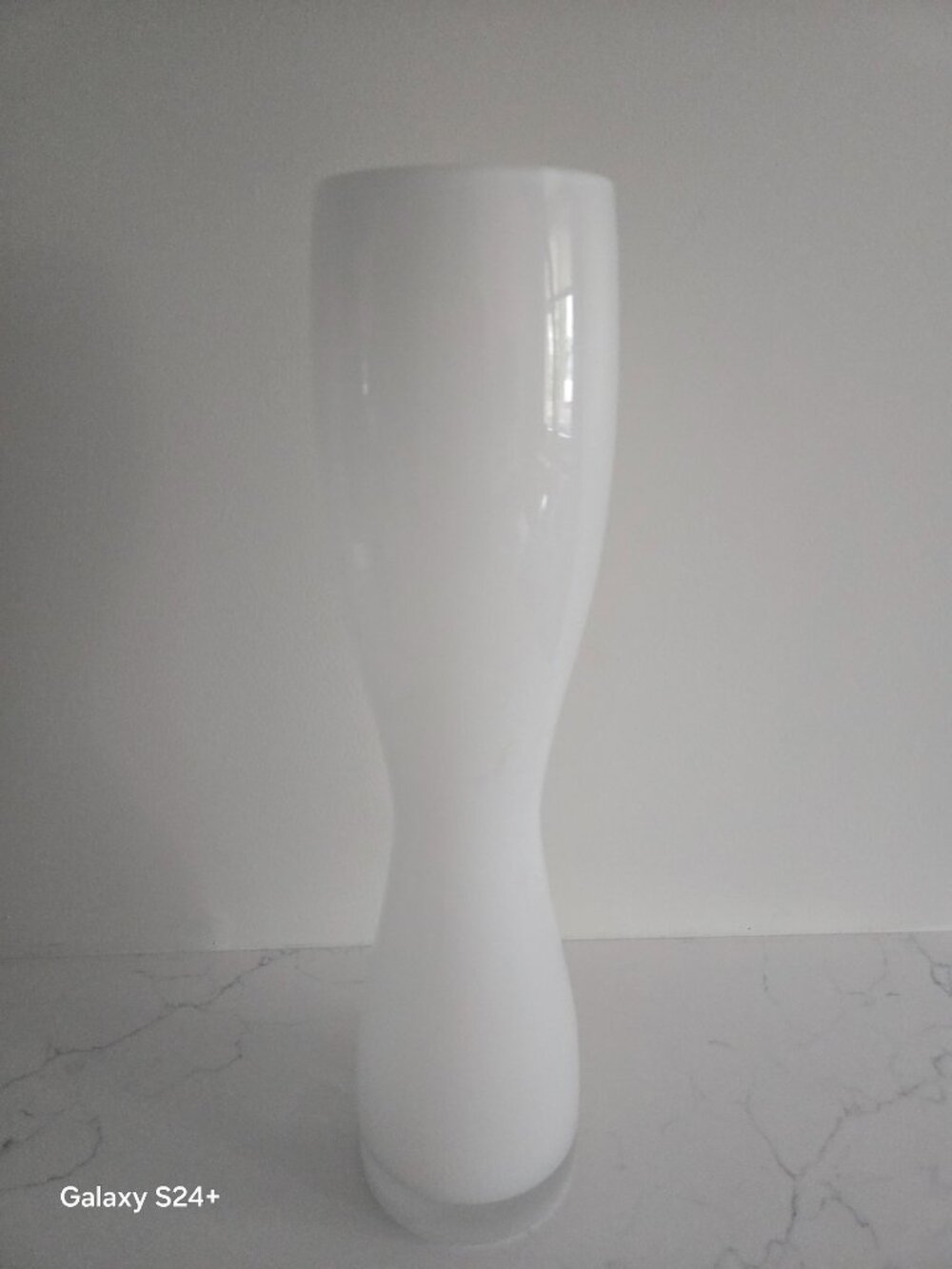 Mid Century Hand Blown Hour Glass Shape Vase